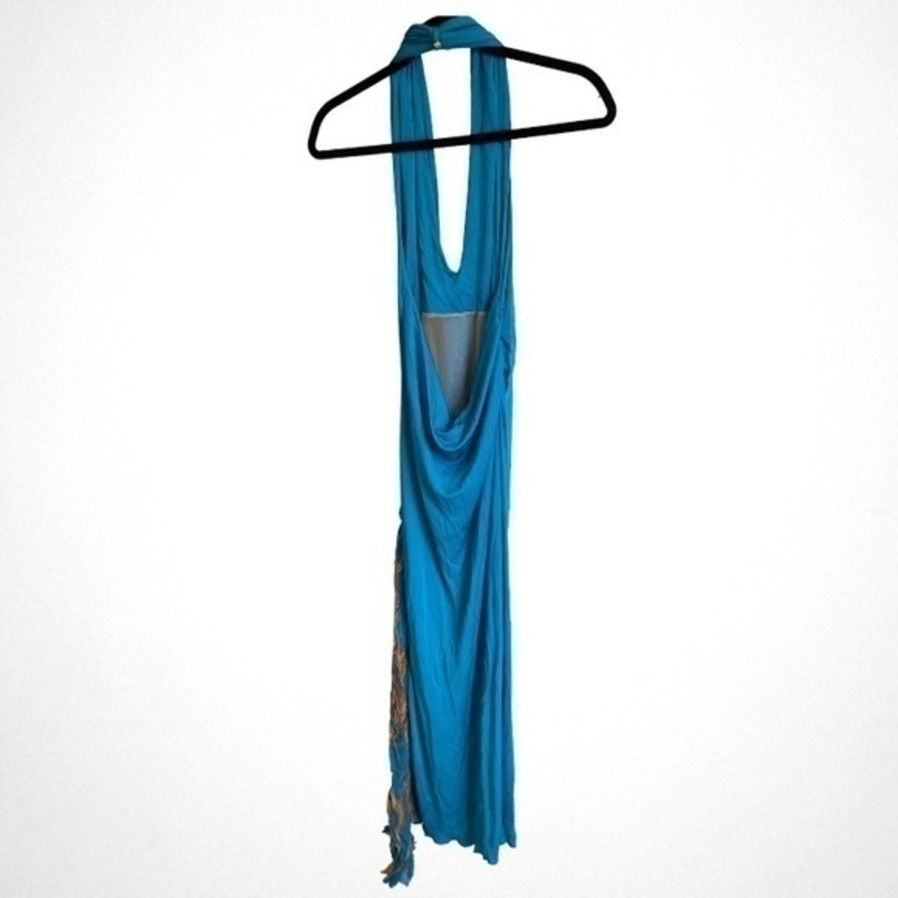 VERSACE ATELIER Haute Couture Runway Teal Blue Halter Medusa Dress 90's Y2K RARE - Picture 13 of 14